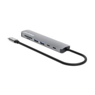 Manhattan USB-C PD auf HDMI 7-in-1 4K Dockingstation grau