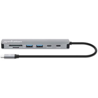 Manhattan USB-C PD auf HDMI 7-in-1 4K Dockingstation grau