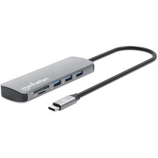 Manhattan USB-C PD auf HDMI 9-in-1 4K Dockingstation grau