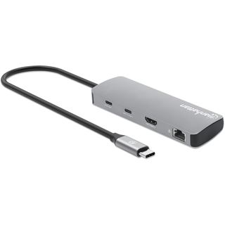 Manhattan USB-C PD auf HDMI 9-in-1 4K Dockingstation grau