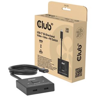Club3D USB-C Switch 2<->1 10Gbps + 100W PD St/Bu retail