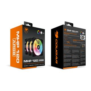 120x120x25mm Cougar MHP 120 ARGB, Schwarz 3er-Pack