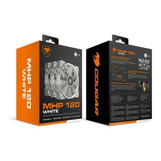 120x120x25mm Cougar MHP 120, Weiß 3er-Pack