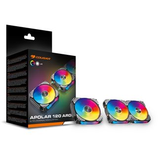 120x120x28mm Cougar Apolar 120 ARGB,Schwarz 3er-Pack