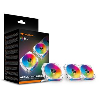 120x120x28mm Cougar Apolar 120 ARGB, Weiß, 3er-Pack