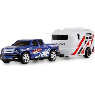 Amewi RC Pickup Die Cast mit Wohnwagen 1:64 RTR blau 6+