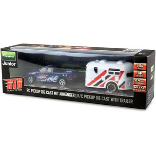 Amewi RC Pickup Die Cast mit Wohnwagen 1:64 RTR blau 6+