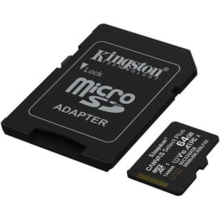 64GB Kingston MicroSD Card SDXC Canvas+ Gen3 mit Adapter retail
