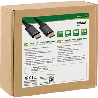 (&euro;2,39*/1m) 10.00m InLine HDMI AOC Kabel Ultra High Speed HDMI