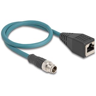 0.50m Delock M12 Adapterkabel X-kodiert 8 Pin ST zu RJ45,Bu 50 cm