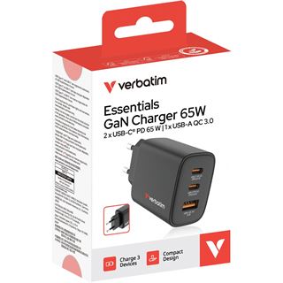 Verbatim Essentials Charger 3 Port 65W USB-A/C black