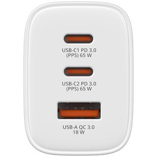 Verbatim Essentials Charger 3 Port 65W USB-A/C white