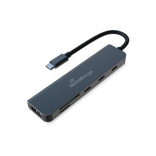 MediaRange HUB USB-C 6 in 1 Multiport Adapter, silber