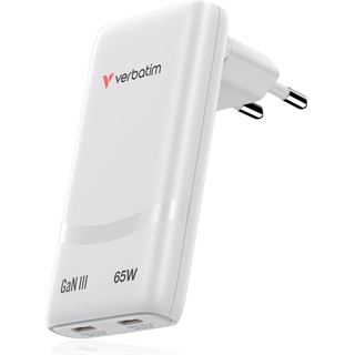 Verbatim Fold Go Charger 2 Port 65W USB-C white