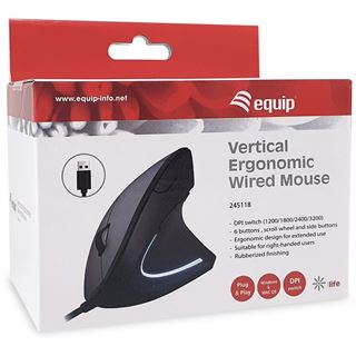 Equip Ergonomische Maus USB-A Stecker 1.80m Rechts schwarz