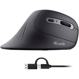 Equip Ergonomische Maus USB-A/-C Stker 1.80m Rechts schwarz
