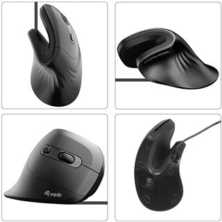 Equip Ergonomische Maus USB-A/-C Stker 1.80m Rechts schwarz