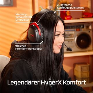 HyperX Headset A59Z0AA / Cloud III S Wireless Rot auf Schwarz