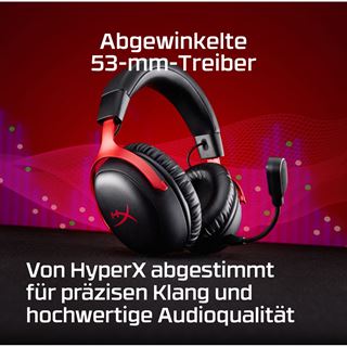 HyperX Headset A59Z0AA / Cloud III S Wireless Rot auf Schwarz