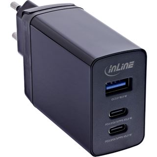 InLine 3-Port TravelCharge, 65W USB-Netzteil, 2x USB-C, 1x USB-A,
