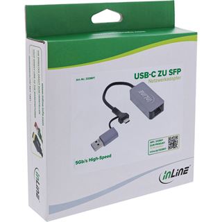 InLine USB 3.2 zu 5 Gb/s Netzwerk-Adapter, USB-C+USB-A Adapter zu RJ45