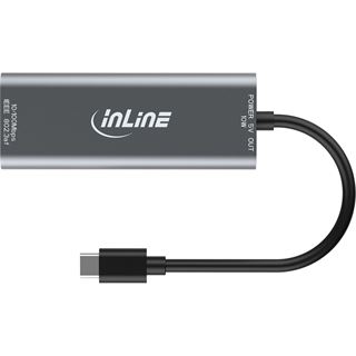 InLine USB-C zu RJ45 PoE-Adapter, mit &Uuml;berspannungsschutz