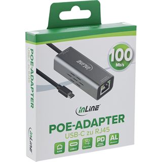 InLine USB-C zu RJ45 PoE-Adapter, mit &Uuml;berspannungsschutz