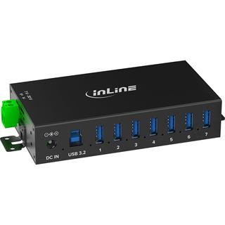 InLine USB 3.2 Gen.1 Industrie-Hub, 7 Port, Aluminiumgeh&auml;use,