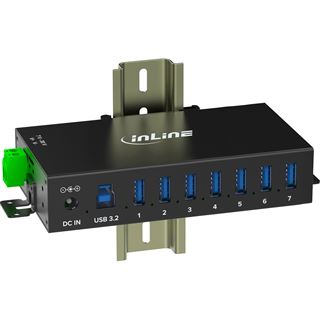 InLine USB 3.2 Gen.1 Industrie-Hub, 7 Port, Aluminiumgeh&auml;use,
