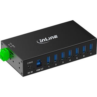 InLine USB 3.2 Gen.1 Industrie-Hub, 7 Port, Aluminiumgeh&auml;use,
