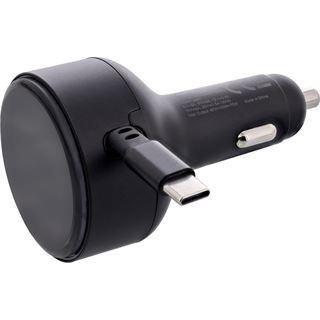 InLine Dual USB-C KFZ Stromadapter 12/24V, ausziehbares Kabel +