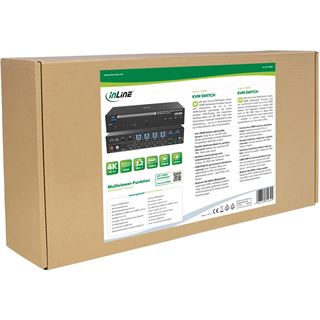 InLine KVM Switch, 4-fach, HDMI, 4K60Hz, Multiviewer, USB Hub, schwarz