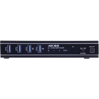 InLine KVM Switch, 2-fach, HDMI & USB-C, 4K60Hz, Umschalter