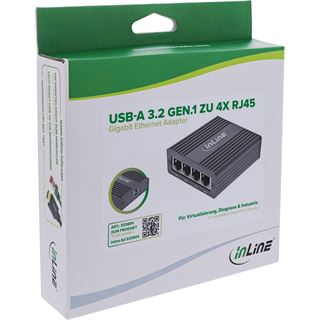 InLine USB-A 3.2 Gen.1 zu 4x RJ45 Gigabit Ethernet Adapter