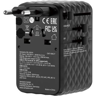 VERBATIM CHARGE 'N' TRAVEL 100W UNIVERSAL TRAVEL ADAPTER