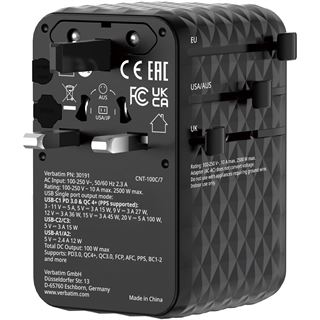 VERBATIM CHARGE 'N' TRAVEL 100W UNIVERSAL TRAVEL ADAPTER