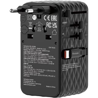 VERBATIM CHARGE 'N' TRAVEL 70W 2C RETRACTABLE UNIVERSAL