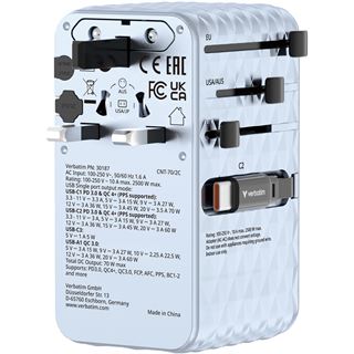 VERBATIM CHARGE 'N' TRAVEL 70W 2C RETRACTABLE UNIVERSAL