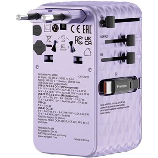 VERBATIM CHARGE 'N' TRAVEL 70W 2C RETRACTABLE UNIVERSAL