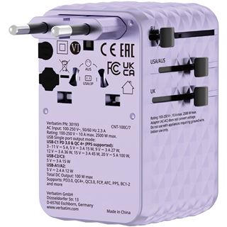 VERBATIM CHARGE 'N' TRAVEL 100W UNIVERSAL TRAVEL ADAPTER