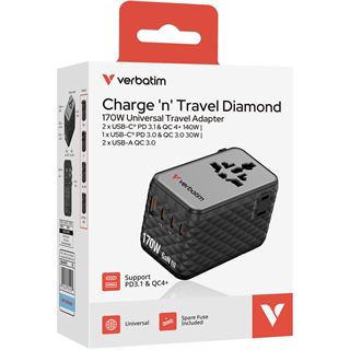 VERBATIM CHARGE 'N' TRAVEL 170W UNIVERSAL TRAVEL ADAPTER