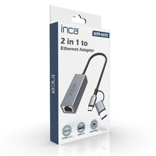 INCA Adapter IUTP-01TX Ethernet > USB und Typ C Anschluss