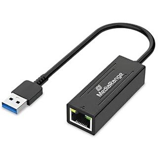 MediaRange USB-A Netzwerkadaper mit RJ45 Port, 20cm, sw