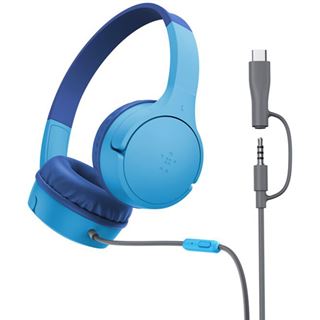 BELKIN SOUNDFORM MINI WIRED ON-EAR HEADPHONES - USB-C 3.5MM BLUE