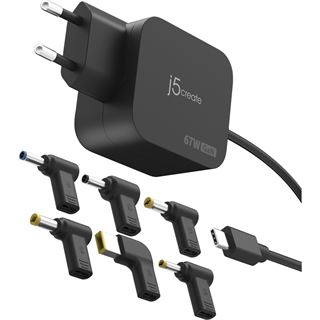 J5CREATE 67W GAN PD USB-C MINI CHARGER 6 TYPES OF DC CONNECTOR