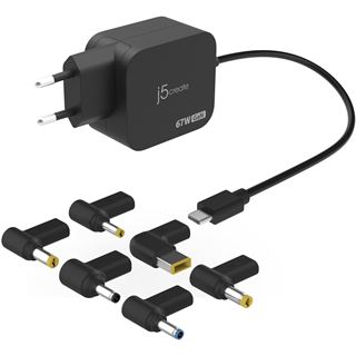 J5CREATE 67W GAN PD USB-C MINI CHARGER 6 TYPES OF DC CONNECTOR