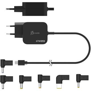 J5CREATE 67W GAN PD USB-C MINI CHARGER 6 TYPES OF DC CONNECTOR