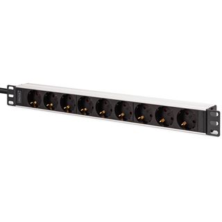 2.00m Digitus 1U ALUMINIUM PDU 9X Schutzkontakt RACKMOUNT IEC C20 PLUG