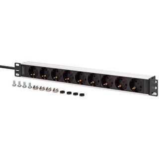 2.00m Digitus 1U ALUMINIUM PDU 9X Schutzkontakt RACKMOUNT IEC C20 PLUG
