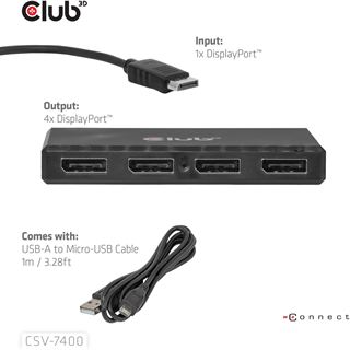 Club3D Multi Streaming Transport Hub 1xDP->4xDP 4K30Hz
